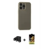 MARSİLYAN™- iPhone 15 Pro Max Kılıf Atlas Minimal Prime - Siyah Buffer Cam Ekran Koruyucu + Raze Metal Kamera Lens - SH