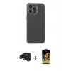 MARSİLYAN™- iPhone 15 Pro Max Kılıf Atlas Minimal Prime - Siyah Buffer Cam Ekran Koruyucu + Raze Metal Kamera Lens - SH