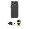 MARSİLYAN™- iPhone 15 Pro Max Kılıf Atlas Minimal Prime - Siyah Buffer Cam Ekran Koruyucu + Raze Metal Kamera Lens - TMGI