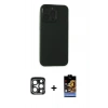 MARSİLYAN™- iPhone 15 Pro Max Kılıf Atlas Minimal Prime - Siyah Buffer Hayalet Cam Ekran Koruyucu + PVD Metal Kamera Lens - LT