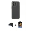 MARSİLYAN™- iPhone 15 Pro Max Kılıf Atlas Minimal Prime - Siyah Buffer Hayalet Cam Ekran Koruyucu + Raze Metal Kamera Lens - LT