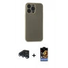 MARSİLYAN™- iPhone 15 Pro Max Kılıf Atlas Minimal Prime - Siyah Buffer Hayalet Cam Ekran Koruyucu + Raze Metal Kamera Lens - LT