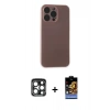 MARSİLYAN™- iPhone 15 Pro Max Kılıf Atlas Minimal Prime - Siyah Buffer Hayalet Cam Ekran Koruyucu + PVD Metal Kamera Lens - LT