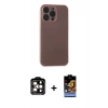 MARSİLYAN™- iPhone 15 Pro Max Kılıf Atlas Minimal Prime - Siyah Buffer Hayalet Cam Ekran Koruyucu + PVD Metal Kamera Lens - TU