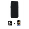 MARSİLYAN™- iPhone 15 Pro Max Kılıf Atlas Minimal Prime - Siyah Buffer Hayalet Cam Ekran Koruyucu + PVD Metal Kamera Lens - TU