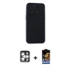 MARSİLYAN™- iPhone 15 Pro Max Kılıf Atlas Minimal Prime - Siyah Buffer Hayalet Cam Ekran Koruyucu + PVD Metal Kamera Lens - GS