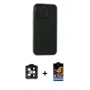 MARSİLYAN™- iPhone 15 Pro Max Kılıf Atlas Minimal Prime - Siyah Buffer Hayalet Cam Ekran Koruyucu + PVD Metal Kamera Lens - TU