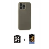 MARSİLYAN™- iPhone 15 Pro Max Kılıf Atlas Minimal Prime - Siyah Buffer Hayalet Cam Ekran Koruyucu + PVD Metal Kamera Lens - TU