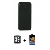 MARSİLYAN™- iPhone 15 Pro Max Kılıf Atlas Minimal Prime - Siyah Buffer Hayalet Cam Ekran Koruyucu + PVD Metal Kamera Lens - SH