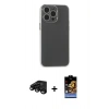 MARSİLYAN™- iPhone 15 Pro Max Kılıf Atlas Minimal Prime - Siyah Buffer Hayalet Cam Ekran Koruyucu + Raze Metal Kamera Lens - SH