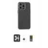 MARSİLYAN™- iPhone 15 Pro Max Kılıf Atlas Minimal Prime - Siyah Joko Magic 5D Hayalet Cam + PVD Metal Kamera Lens - GI