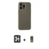 MARSİLYAN™- iPhone 15 Pro Max Kılıf Atlas Minimal Prime - Siyah Joko Magic 5D Hayalet Cam + PVD Metal Kamera Lens - GI