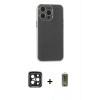 MARSİLYAN™- iPhone 15 Pro Max Kılıf Atlas Minimal Prime - Siyah Joko Magic 5D Hayalet Cam + PVD Metal Kamera Lens - SH