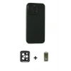 MARSİLYAN™- iPhone 15 Pro Max Kılıf Atlas Minimal Prime - Siyah Joko Magic 5D Hayalet Cam + PVD Metal Kamera Lens - SH
