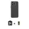 MARSİLYAN™- iPhone 15 Pro Max Kılıf Atlas Minimal Prime - Siyah Joko Magic 5D Hayalet Cam + PVD Metal Kamera Lens - TU