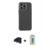 MARSİLYAN™- iPhone 15 Pro Max Kılıf Atlas Minimal Prime - Siyah Polymer Nano Ekran Koruyucu + Raze Metal Kamera Lens - TMGI