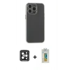 MARSİLYAN™- iPhone 15 Pro Max Kılıf Atlas Minimal Prime - Siyah Polymer Nano Ekran Koruyucu + PVD Metal Kamera Lens - SH