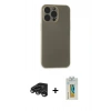 MARSİLYAN™- iPhone 15 Pro Max Kılıf Atlas Minimal Prime - Siyah Polymer Nano Ekran Koruyucu + Raze Metal Kamera Lens - TMGI