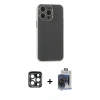 MARSİLYAN™- iPhone 15 Pro Max Kılıf Atlas Minimal Prime - Siyah Vanessa Magic Cam + PVD Metal Kamera Lens - LT