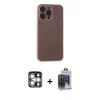 MARSİLYAN™- iPhone 15 Pro Max Kılıf Atlas Minimal Prime - Siyah Vanessa Magic Cam + PVD Metal Kamera Lens - GS