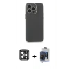 MARSİLYAN™- iPhone 15 Pro Max Kılıf Atlas Minimal Prime - Siyah Vanessa Magic Cam + PVD Metal Kamera Lens - SH