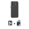 MARSİLYAN™- iPhone 15 Pro Max Kılıf Atlas Minimal Prime - Siyah Vanessa Magic Cam + PVD Metal Kamera Lens - GS