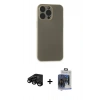 MARSİLYAN™- iPhone 15 Pro Max Kılıf Atlas Minimal Prime - Siyah Vanessa Magic Cam + Raze Metal Kamera Lens - SH