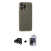 MARSİLYAN™- iPhone 15 Pro Max Kılıf Atlas Minimal Prime - Siyah Vanessa Magic Cam + Raze Metal Kamera Lens - TMGI