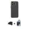 MARSİLYAN™- iPhone 15 Pro Max Kılıf Atlas Minimal Prime - Siyah Vanessa Magic Cam + Raze Metal Kamera Lens - TMGI