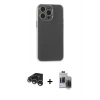 MARSİLYAN™- iPhone 15 Pro Max Kılıf Atlas Minimal Prime - Siyah Vanessa Magic Hayalet Cam + Gümüş Raze Metal Kamera Lens