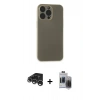 MARSİLYAN™- iPhone 15 Pro Max Kılıf Atlas Minimal Prime - Siyah Vanessa Magic Hayalet Cam + Gümüş Raze Metal Kamera Lens