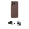 MARSİLYAN™- iPhone 15 Pro Max Kılıf Atlas Minimal Prime - Siyah Vanessa Magic Hayalet Cam + Gümüş Raze Metal Kamera Lens