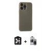 MARSİLYAN™- iPhone 15 Pro Max Kılıf Atlas Minimal Prime - Siyah Vanessa Magic Hayalet Cam + PVD Metal Kamera Lens - TU