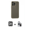 MARSİLYAN™- iPhone 15 Pro Max Kılıf Atlas Minimal Prime - Siyah Vanessa Magic Hayalet Cam + Siyah PVD Metal Kamera Lens