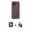 MARSİLYAN™- iPhone 15 Pro Max Kılıf Atlas Minimal Prime - Siyah Vanessa Magic Hayalet Cam + Siyah PVD Metal Kamera Lens
