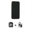 MARSİLYAN™- iPhone 15 Pro Max Kılıf Atlas Minimal Prime - Siyah Vanessa Magic Hayalet Cam + PVD Metal Kamera Lens - TU