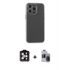 MARSİLYAN™- iPhone 15 Pro Max Kılıf Atlas Minimal Prime - Siyah Vanessa Magic Hayalet Cam + PVD Metal Kamera Lens - TU
