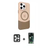 MARSİLYAN™- iPhone 15 Pro Max Kılıf Çekirdek Asil Özel Seri - Şeffaf 360 Full Body Arka Koruyucu + Lacivert PVD Metal Kamera Lens