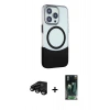 MARSİLYAN™- iPhone 15 Pro Max Kılıf Çekirdek Asil Özel Seri - Şeffaf 360 Full Body Arka Koruyucu + Raze Metal Kamera Lens - SH