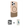 MARSİLYAN™- iPhone 15 Pro Max Kılıf Çekirdek Asil Özel Seri - Şeffaf Pasifik Cam Ekran Koruyucu + PVD Metal Kamera Lens - LT
