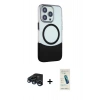 MARSİLYAN™- iPhone 15 Pro Max Kılıf Çekirdek Asil Özel Seri - Şeffaf Pasifik Cam Ekran Koruyucu + Raze Metal Kamera Lens - LT