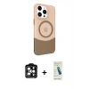 MARSİLYAN™- iPhone 15 Pro Max Kılıf Çekirdek Asil Özel Seri - Şeffaf Pasifik Cam Ekran Koruyucu + PVD Metal Kamera Lens - TU