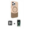 MARSİLYAN™- iPhone 15 Pro Max Kılıf Çekirdek Asil Özel Seri - Siyah 360 Mat Full Body Arka Koruyucu + PVD Metal Kamera Lens - SH