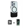 MARSİLYAN™- iPhone 15 Pro Max Kılıf Çekirdek Asil Özel Seri - Siyah 360 Mat Full Body Arka Koruyucu + PVD Metal Kamera Lens - SH