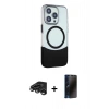 MARSİLYAN™- iPhone 15 Pro Max Kılıf Çekirdek Asil Özel Seri - Siyah 3D Antistatik Hayalet Cam Ekran Koruyucu + Raze Metal Kamera Lens - TMGI