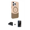 MARSİLYAN™- iPhone 15 Pro Max Kılıf Çekirdek Asil Özel Seri - Siyah 3D Antistatik Hayalet Cam Ekran Koruyucu + Raze Metal Kamera Lens - LT