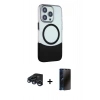 MARSİLYAN™- iPhone 15 Pro Max Kılıf Çekirdek Asil Özel Seri - Siyah 3D Antistatik Hayalet Cam Ekran Koruyucu + Raze Metal Kamera Lens - LT
