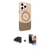 MARSİLYAN™- iPhone 15 Pro Max Kılıf Çekirdek Asil Özel Seri - Siyah 3D Antistatik Mat Seramik Nano Ekran Koruyucu + Raze Metal Kamera Lens - LT