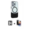 MARSİLYAN™- iPhone 15 Pro Max Kılıf Çekirdek Asil Özel Seri - Siyah 3D Antistatik Mat Seramik Nano Ekran Koruyucu + PVD Metal Kamera Lens - GS