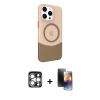 MARSİLYAN™- iPhone 15 Pro Max Kılıf Çekirdek Asil Özel Seri - Siyah 3D Antistatik Mat Seramik Nano Ekran Koruyucu + PVD Metal Kamera Lens - GS
